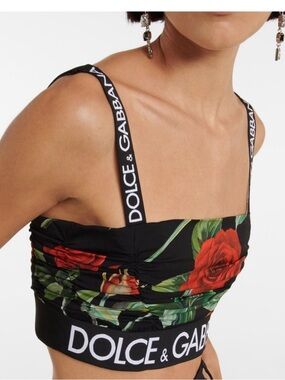 Dolce & Gabbana Black Ruched Bustier Tank Top